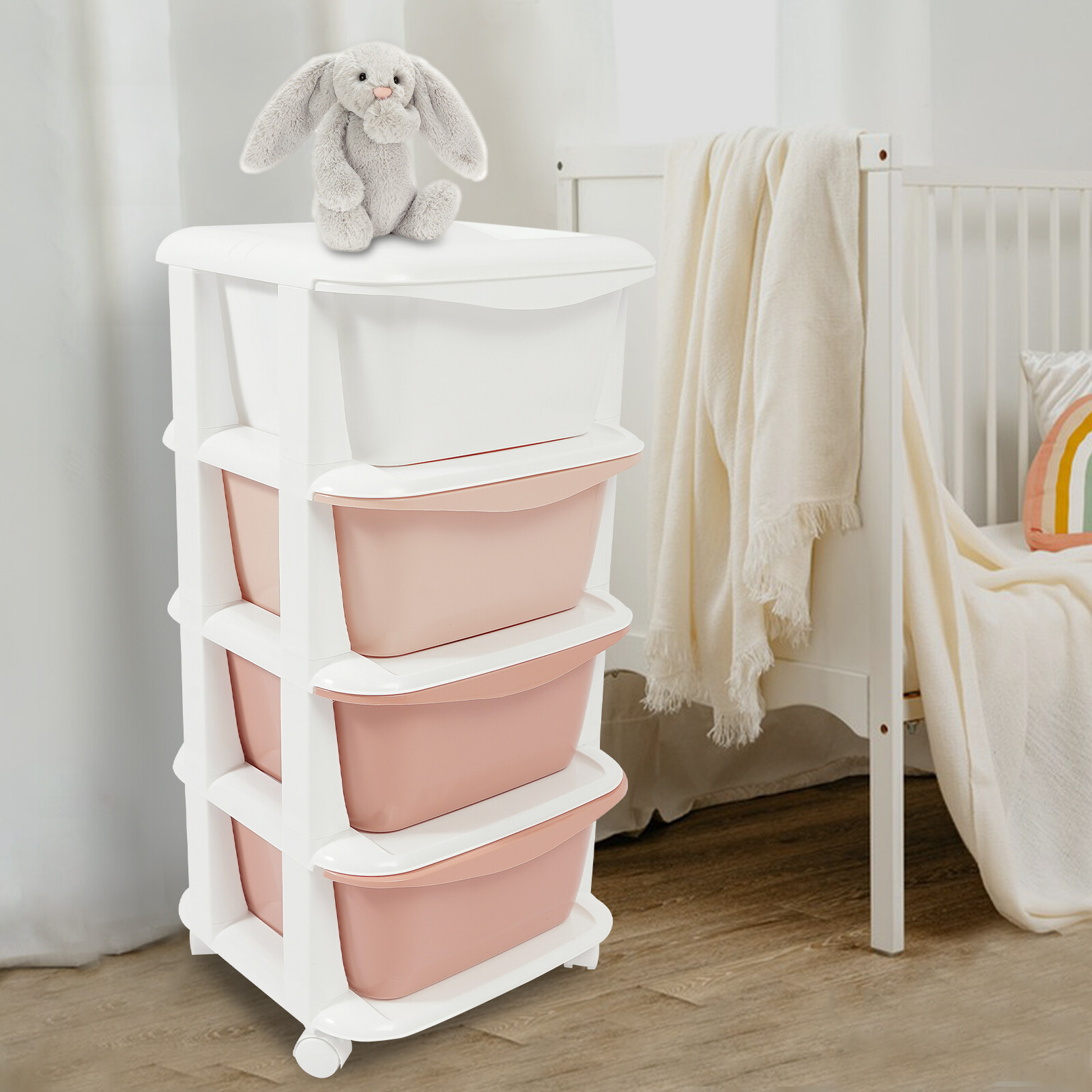 4 Tier Storage Unit Movable Living Room Kids Bedroom Toy Organizer Storage Shelf gallery