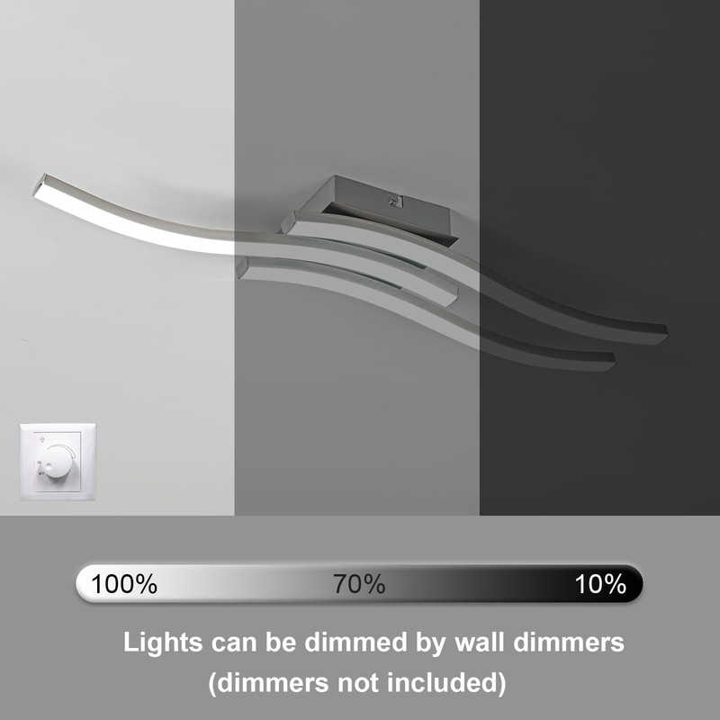 Modern Dimmable Ceiling Light Curved 3 Light 22.5 in Minimalist Flush Mount C... gallery