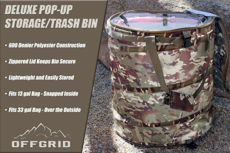 OFFGRID Pop Up Trash Can & Storage Bin - Camouflage gallery