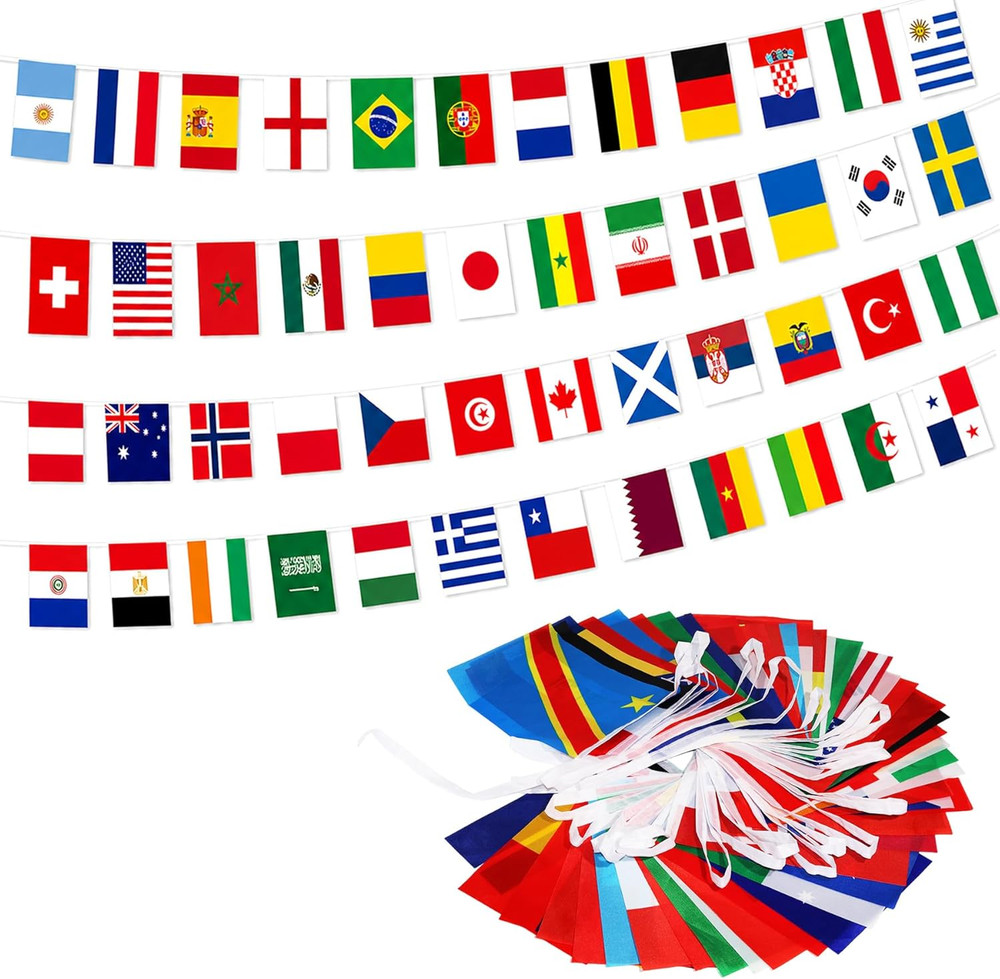 48 Countries String Flag, 45 Ft International Flags Bunting Banner of the World