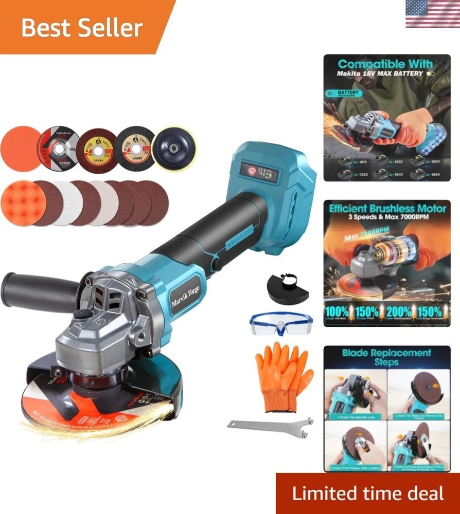 Cordless Angle Grinder - 4-1/2" Blade, 7000 RPM, Compatible with Makita