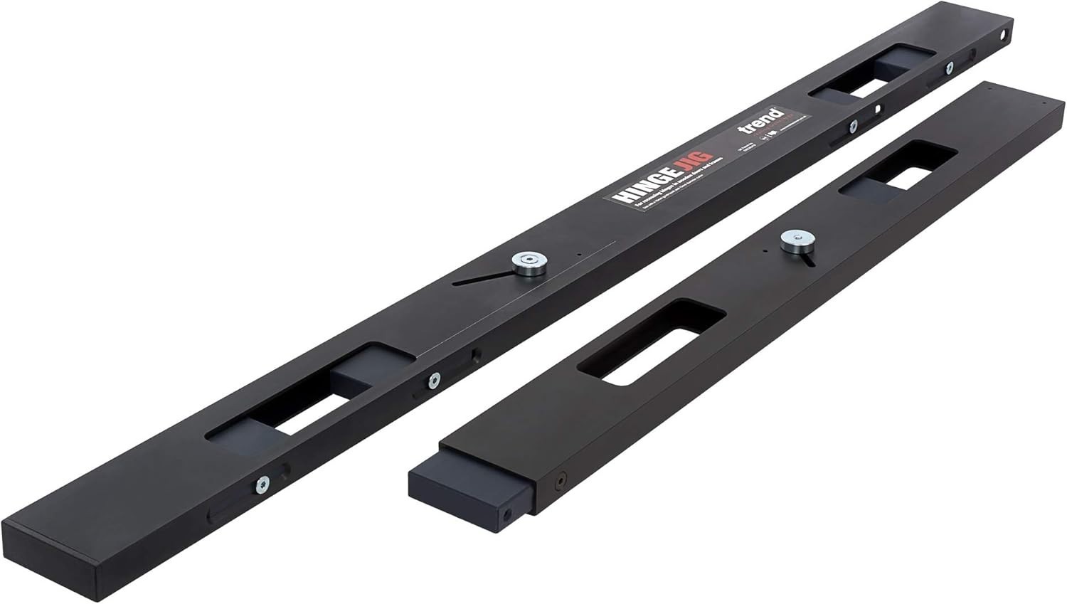 Trend Two-Piece Professional Hinge Jig Kit with Long Reach Router Bit & Template gallery