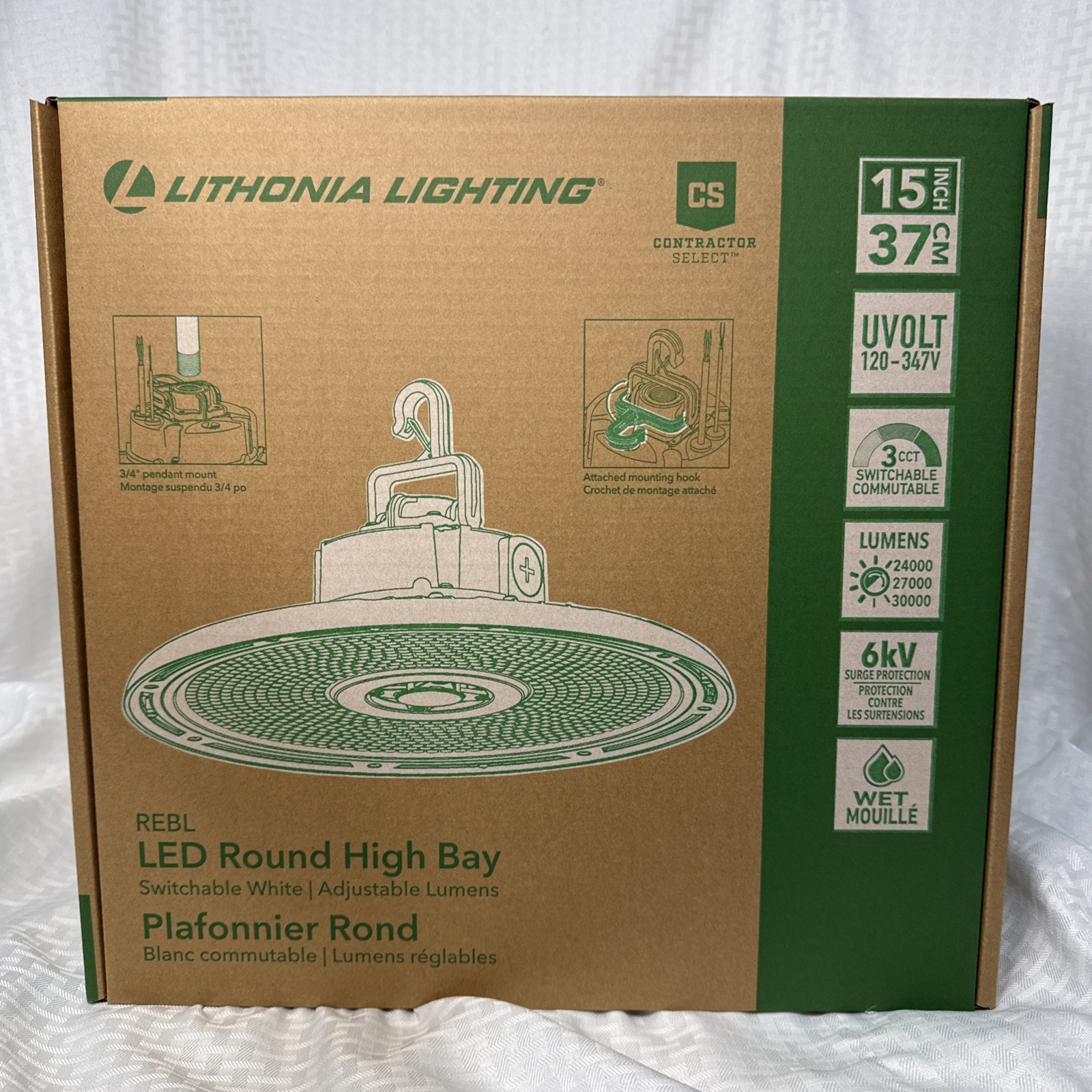 New Lithonia Lighting LED 15 in Round High Bay 21k-27k Lumen 120-347V ~SET OF 2 gallery
