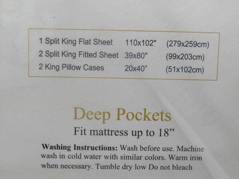 Royal Tradition 600 Thread Count 100% Egyptian Cotton Spilt-King Sheet Set. gallery