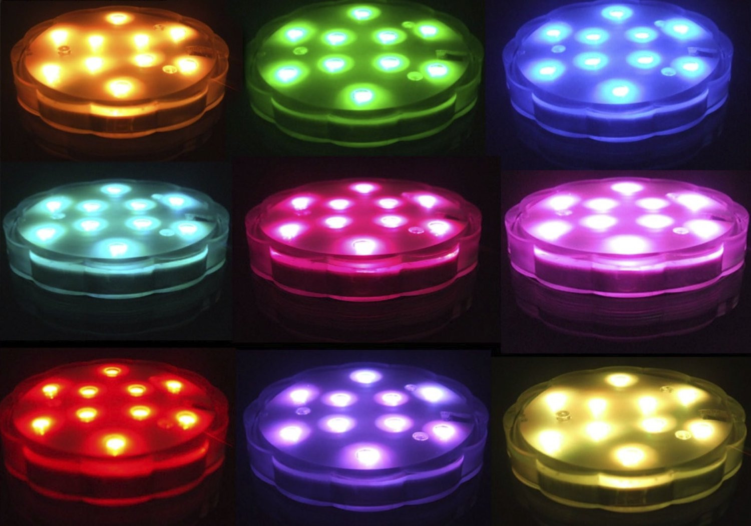 MULTICOLOR (10) LED SUBMERSIBLE PARTY LIGHT BASE WITH REMOTE CONTROL -BULK PRICE gallery