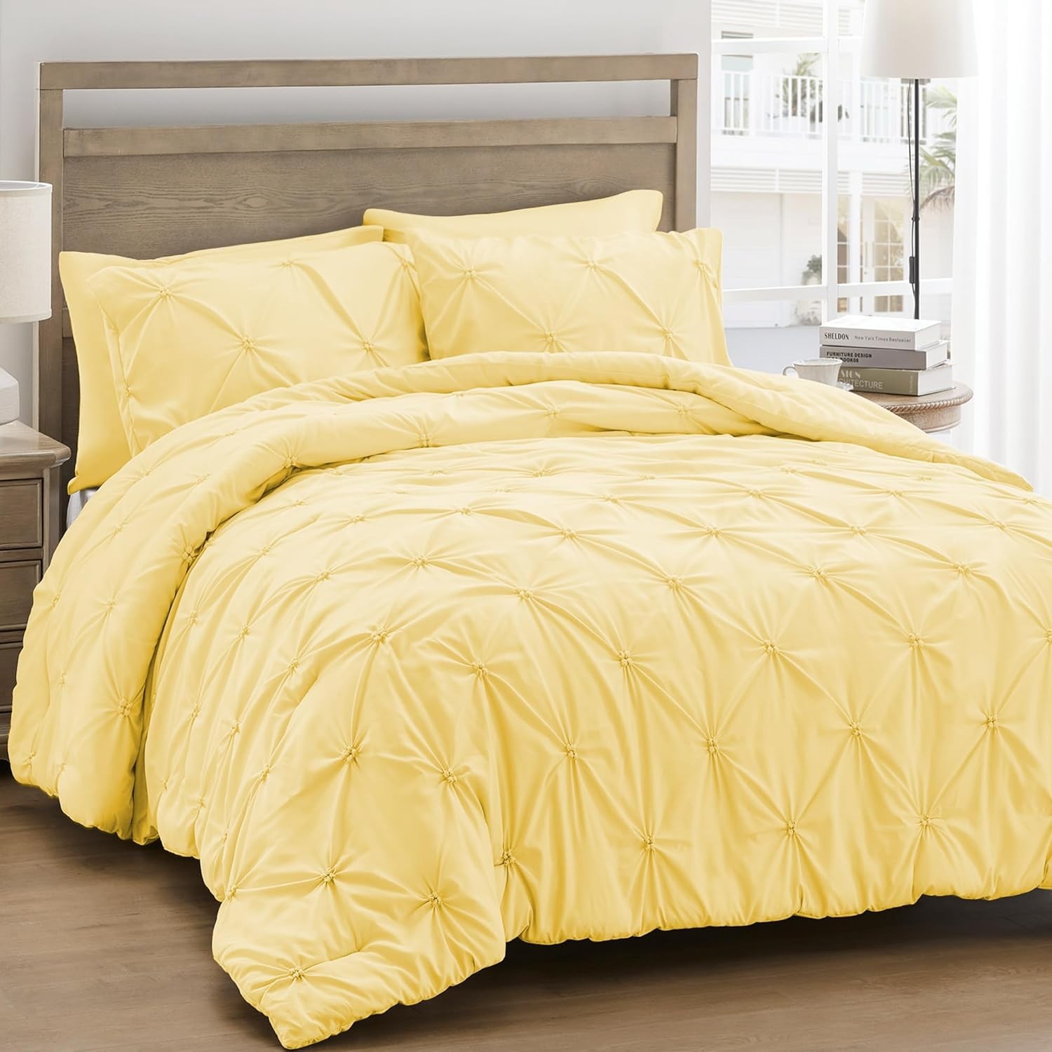 King Size Comforter Set Yellow - Lightweight Soft Pintuck Down gallery