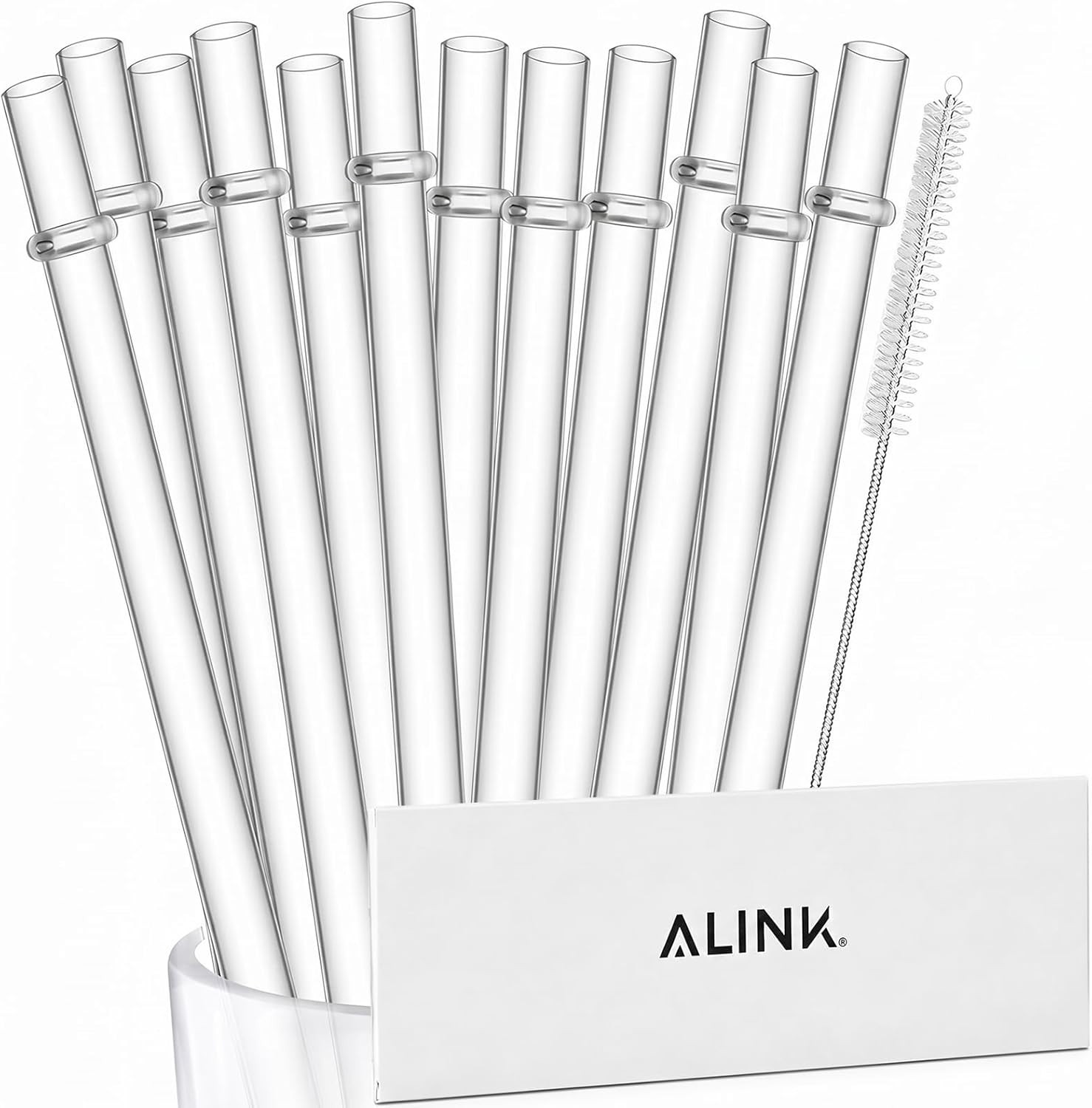 ALINK 12-Pack Reusable Hard Plastic Clear Straws, 10.5 inch , 16 OZ 20 OZ 30 OZ gallery