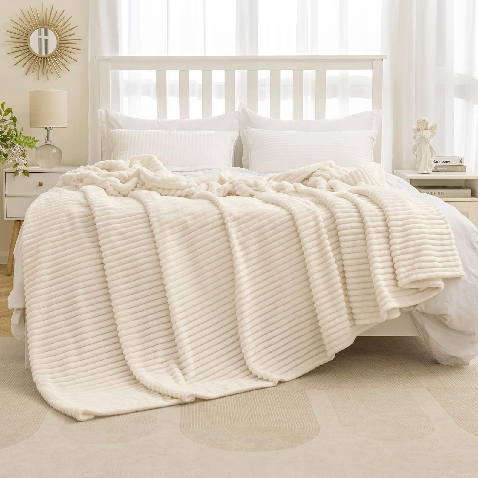 MIULEE Queen Fleece Blanket 90x90in 300GSM Super Soft Lightweight Plush Throw gallery