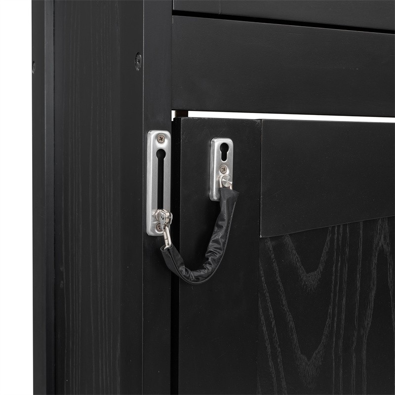 Full Size Murphy Wall Bed with Top Storage Cabinets Retro Wood Cabinet Bed,Black gallery