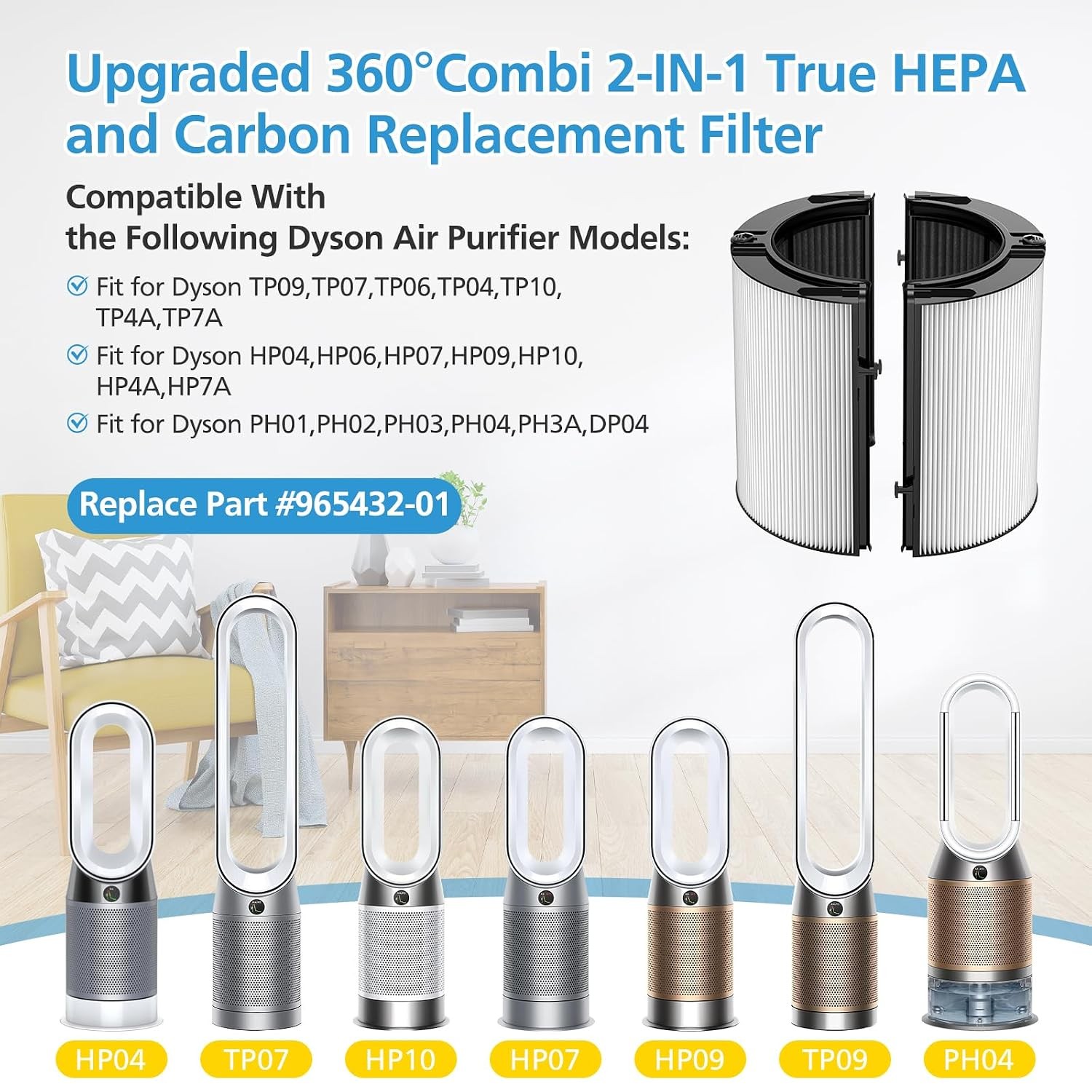 Dyson Combi 360 Degree Glass Filter Replacement For HP1 HP2 TP09 TP07 TP06 gallery