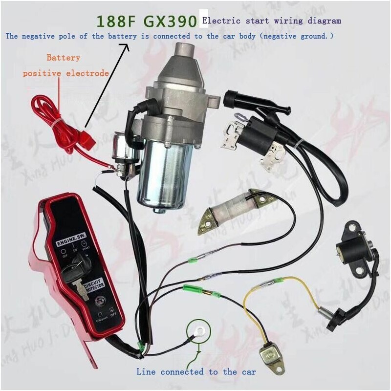 Electric Start Kit Engine Starter FlyWheel Motor For Honda GX390 13HP 11HP gallery