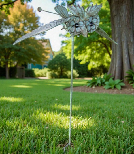 Wing Flapping Kinetic Metal Owl Yard Stake Wind Spinner Whirly-Gig Windmill gallery