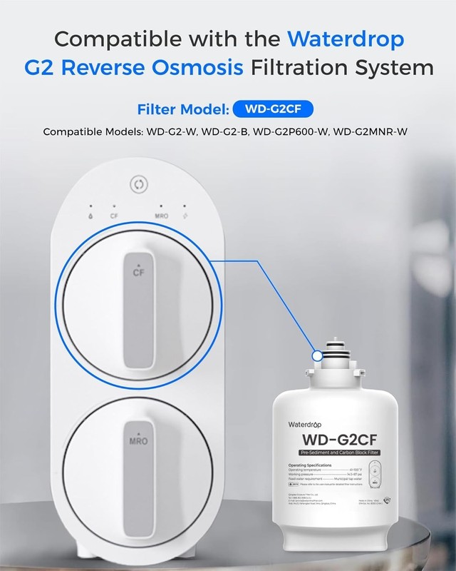 Waterdrop WD-G2P600-W Replacement Filter, Pack of 1 WD-G2CF and 1 WD-G2P6MRO gallery