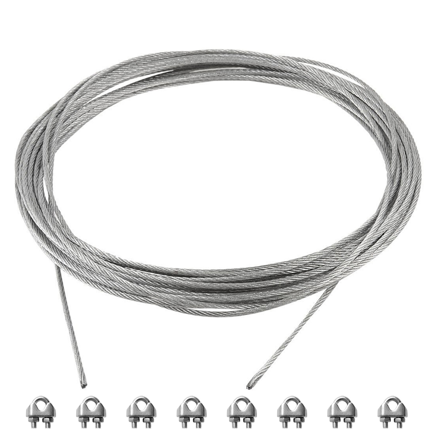 Galvanized Steel Aircraft Cable Wire Rope Shade Sail Railing Stairway w/Clamp gallery