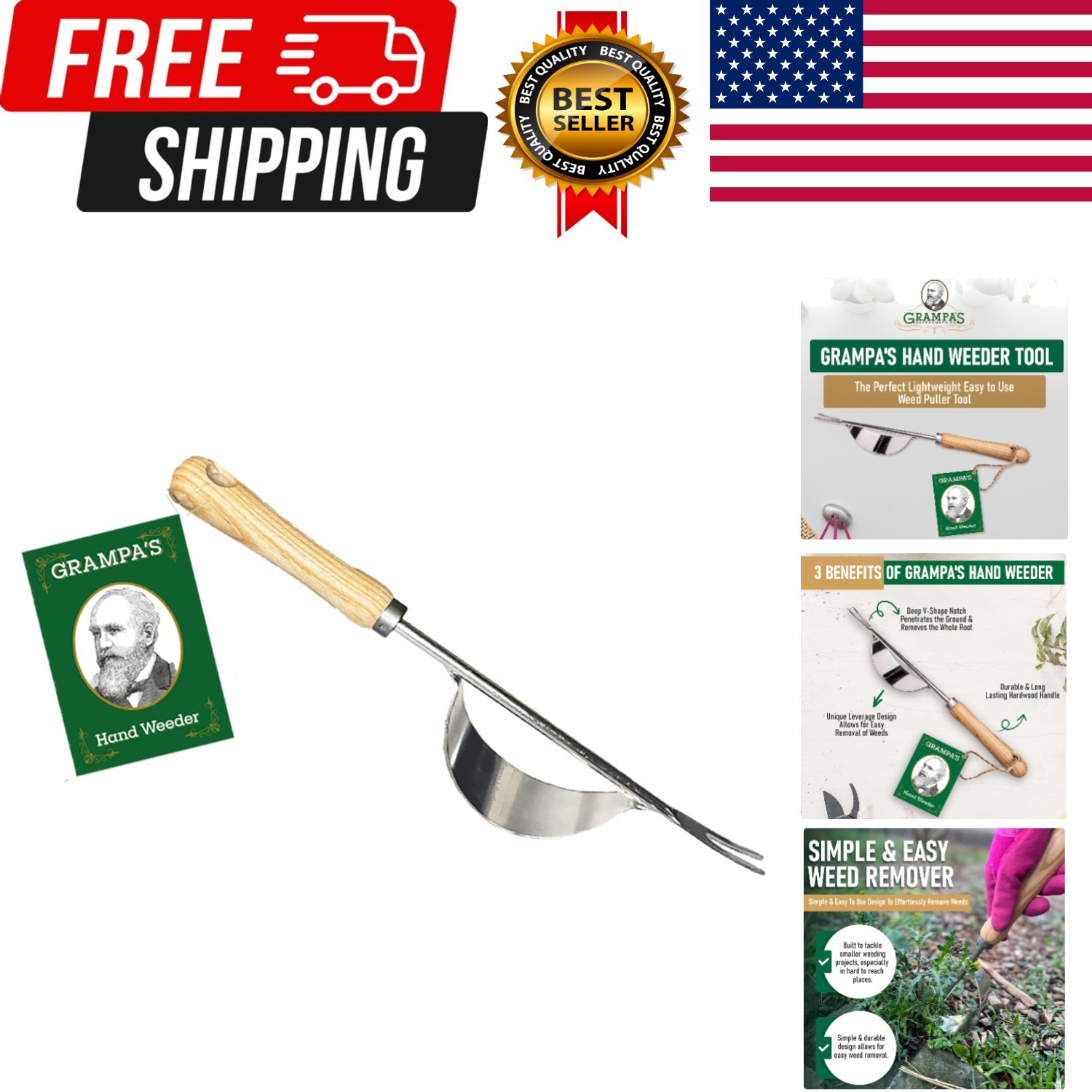 Grampa's Hand Weeder Tool - The Perfect Lightweight Easy to Use Weed Puller T... gallery