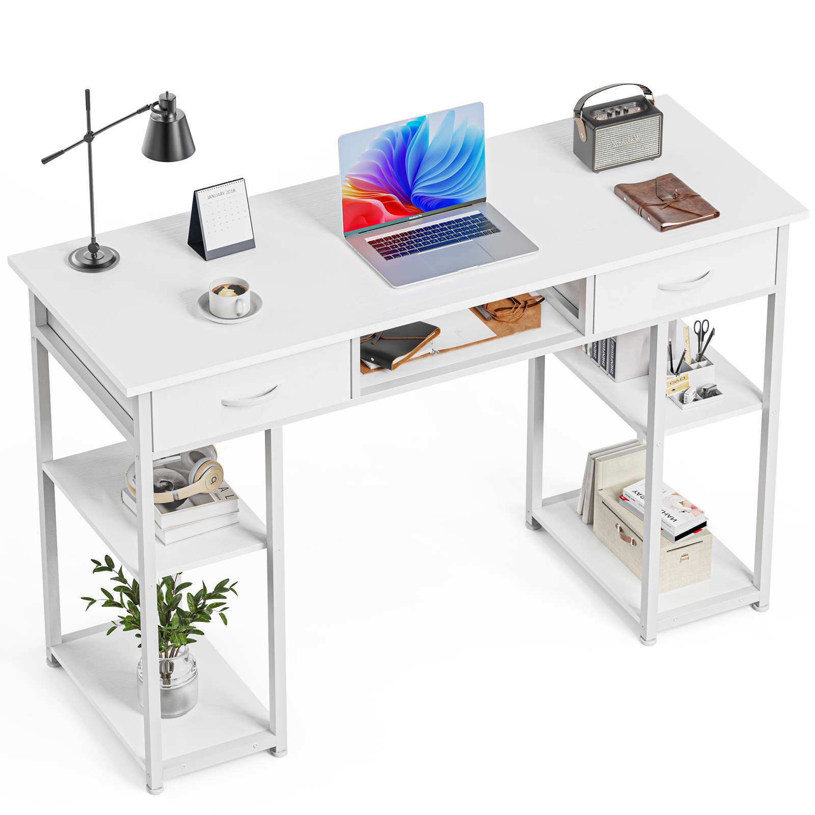 48 inch Computer Desk with 2 Fabric Drawers for Storage, Included Keyboard Tray gallery