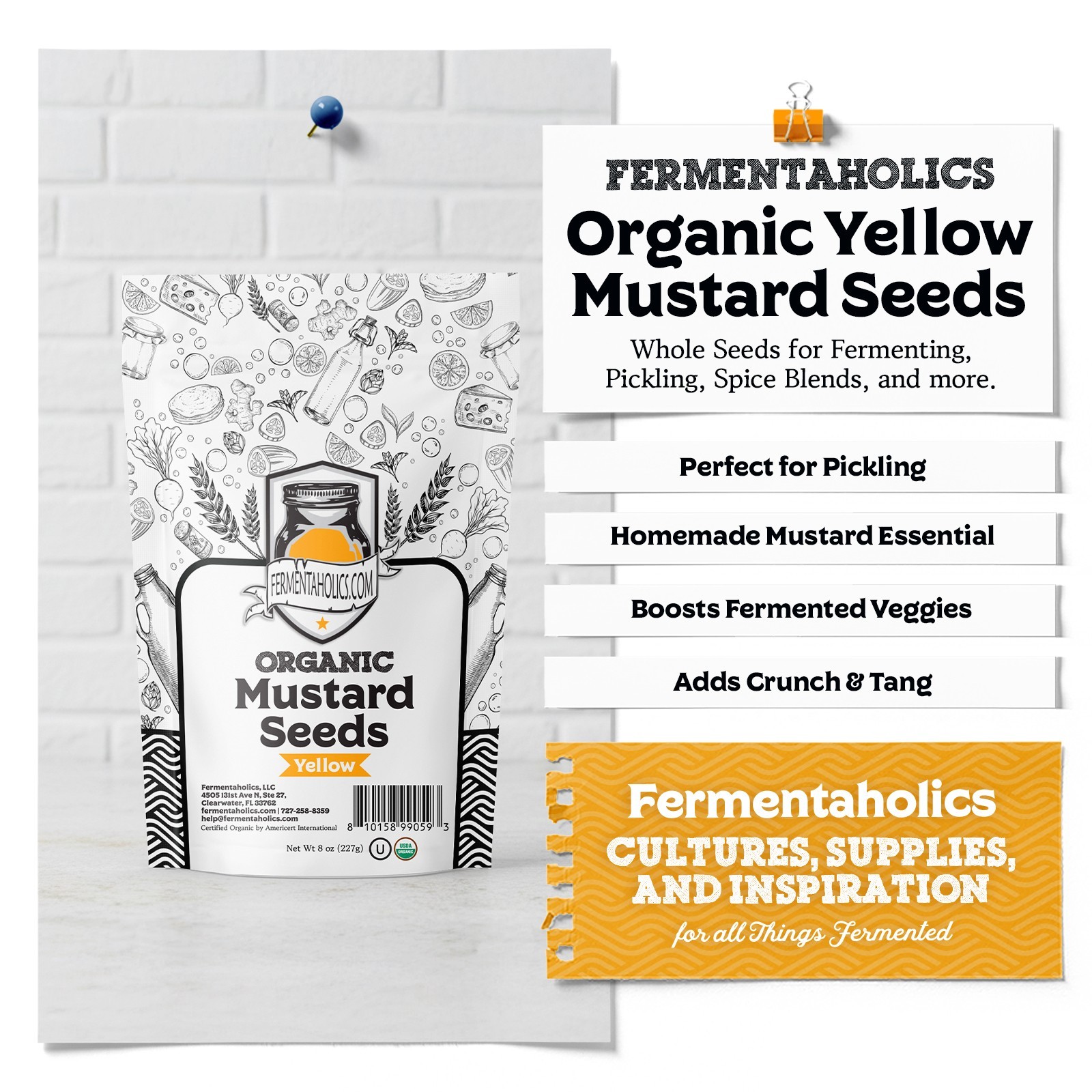 Fermentaholics Organic Yellow Mustard Seeds, 8 oz gallery