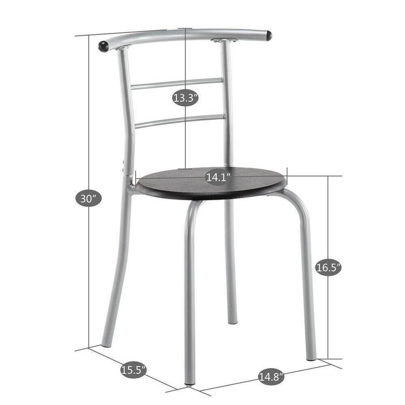 Dining Table Set for Small Spaces, 3-Piece MDF Metal Kitchen Set with 2 Chairs gallery