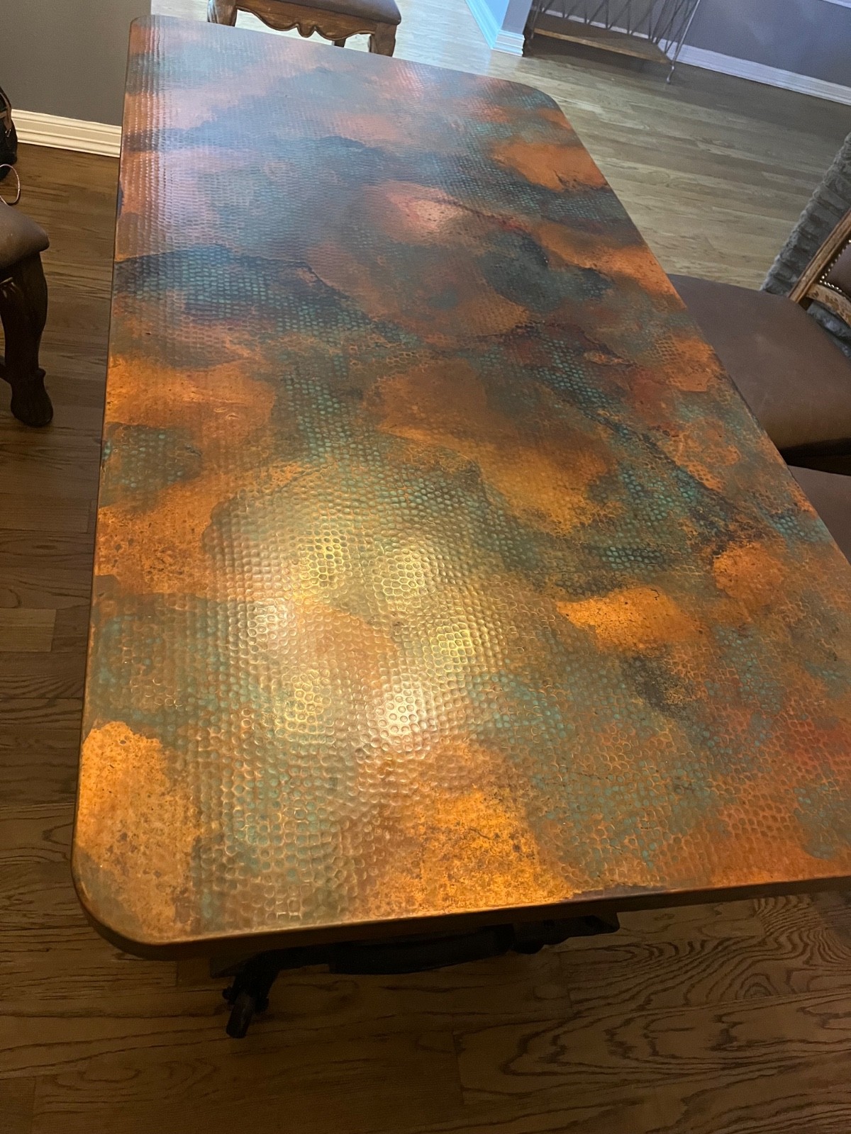dining room table. Copper top dining room table with adjustable table base gallery