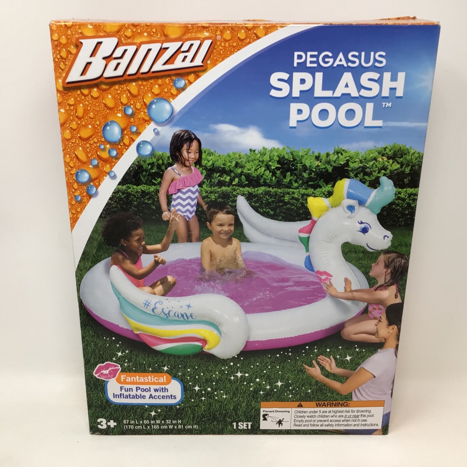 Inflatable Pegasus Splash Pool Outdoor Backyard Kids Summer Water Play NEW gallery