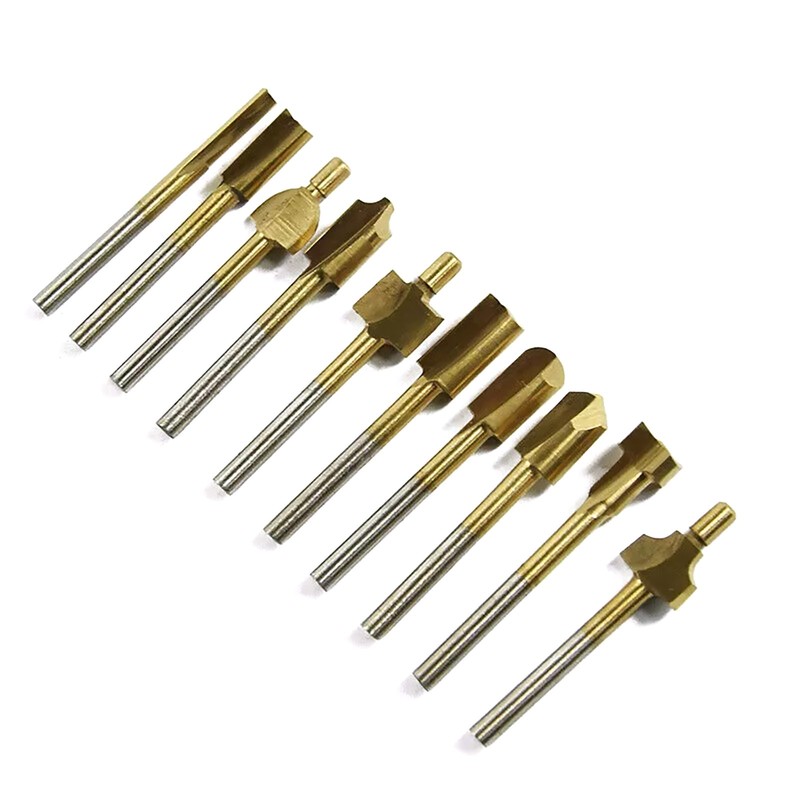 3MM Titanium Mini Hss Router Bits Trimmer Shank For Dremel Rotary Tool 10Pcs gallery