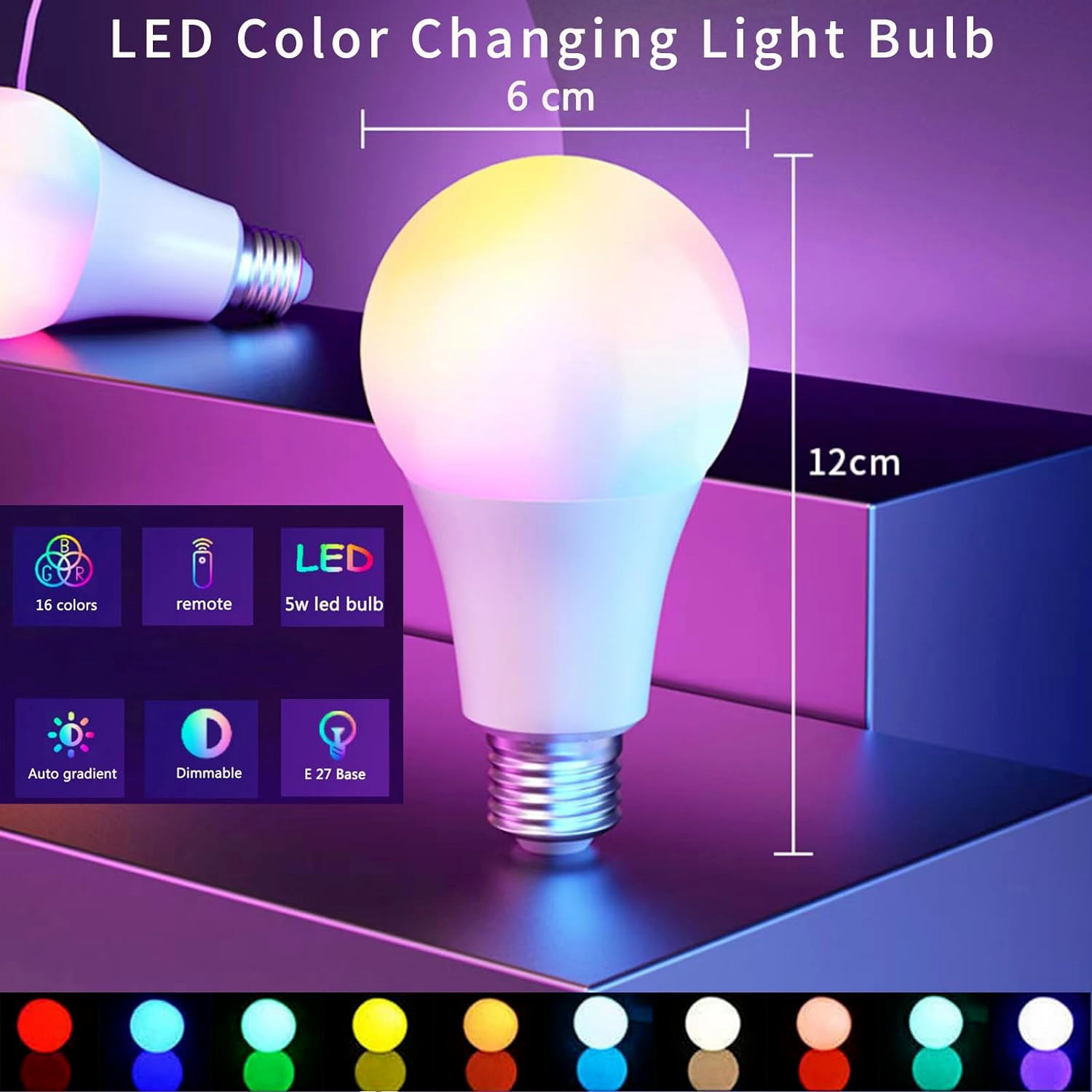 RGB Color Changing Light Bulb with Remote Control, RGBW LED Light Bulb A19 E27 W gallery