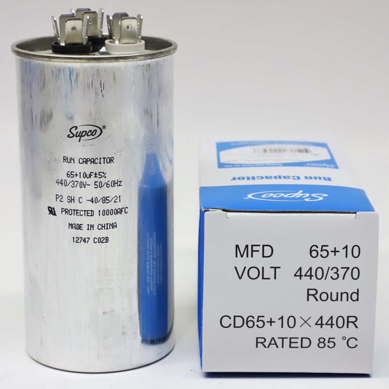 Supco CD65+10X440R HVAC Motor Round Dual Run Capacitor 65 + 10 MFD 440 Volts gallery