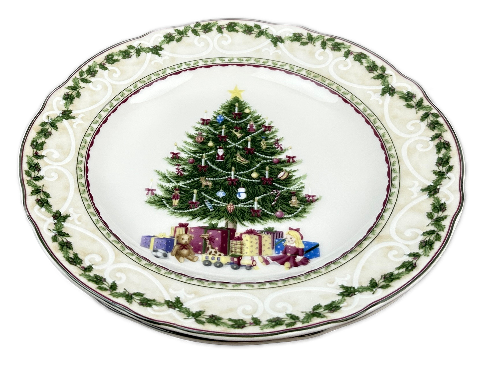Noble Excellence Holly Tree Salad Plate Christmas Tree Set of 2 gallery