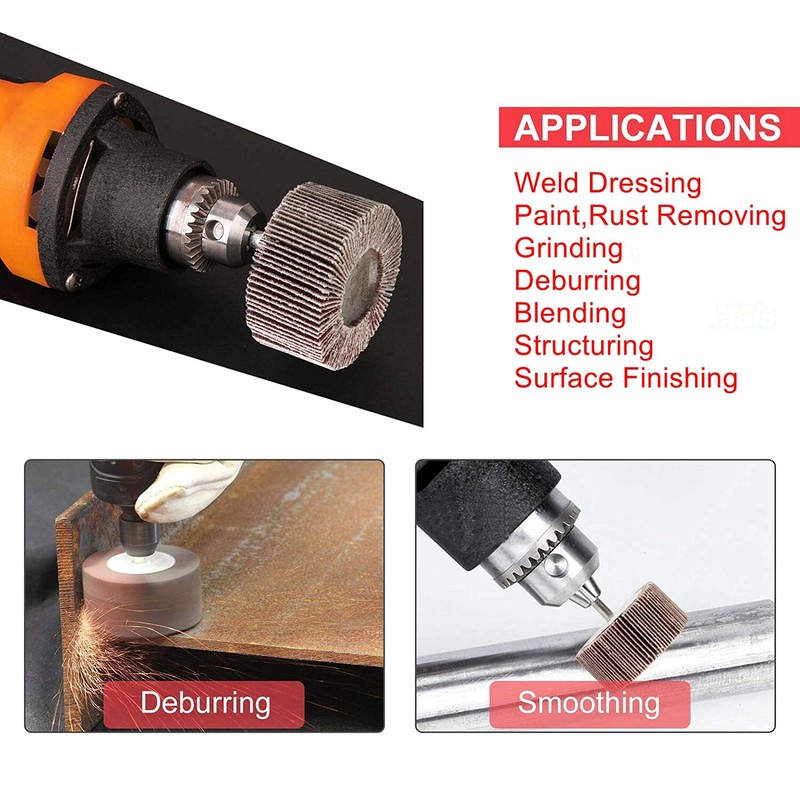 5PCS Drill Flap Wheel Sander 1x1x1/4" Flapper Sanding Grinding 40 60 80 120 Grit gallery