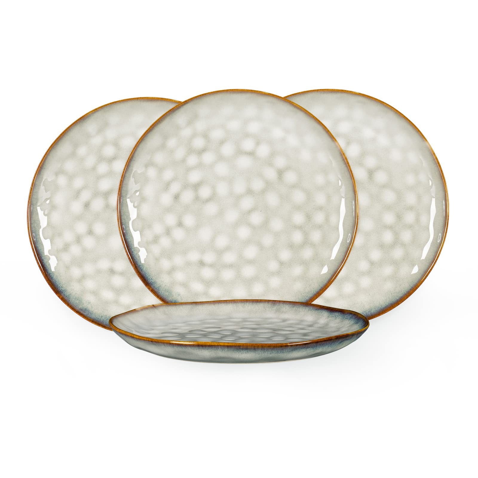 Irregular Shape Ceramic Plates, 11 Inch Steak, Salad, Dinner Plate Set of 4, Por gallery