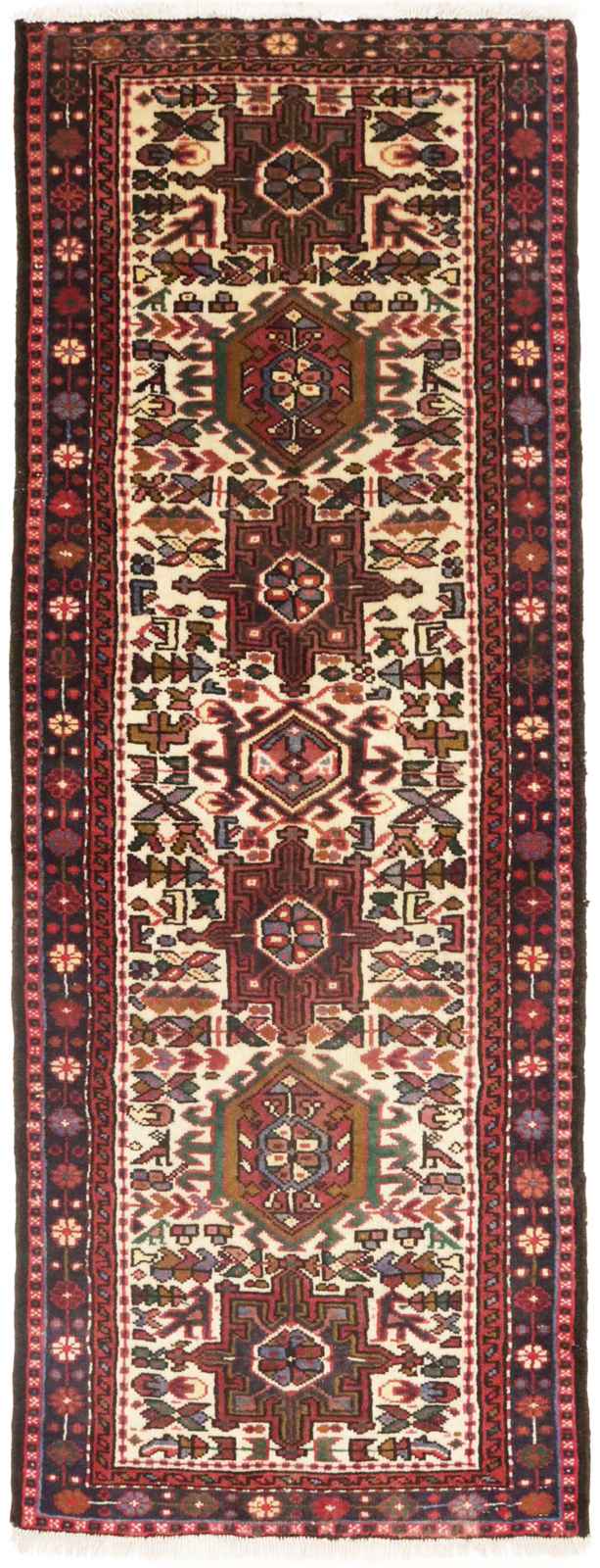 Hand-Knotted Geometric Tribal Runner Rug Vintage Narrow Oriental Carpet 2X6 ft gallery