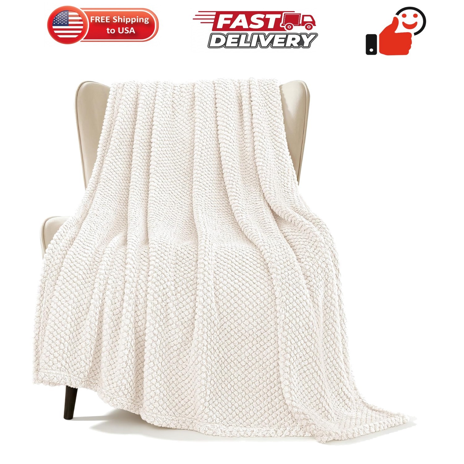 Extra Large Fuzzy Fleece Throw Blanket for Couch, 50x70 Inch Fluffy Warm Soft... gallery