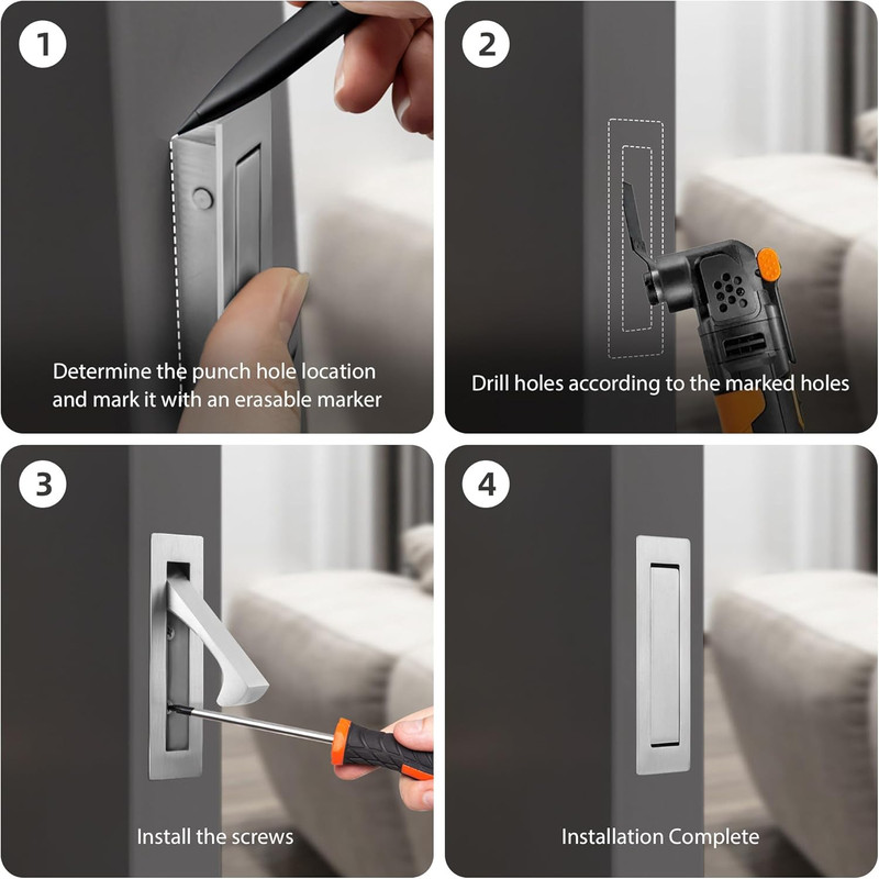 Pocket Door Pull Handle, Edge Pull, Stainless Steel Pocket Door Hardware gallery