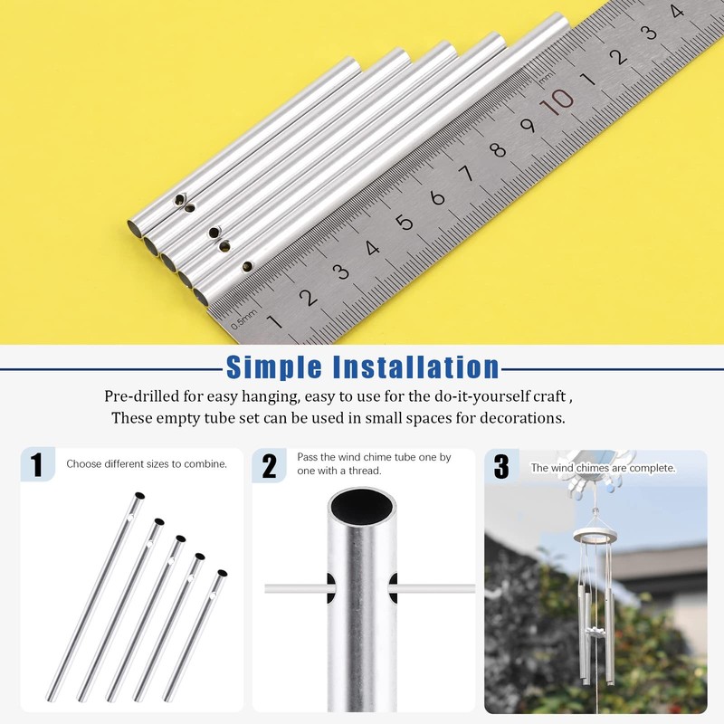 61Pcs Wind Chime Kit Including 50Pcs 11.5cm 10cm 9cm 8cm 7cm Wind Chime Tubes... gallery