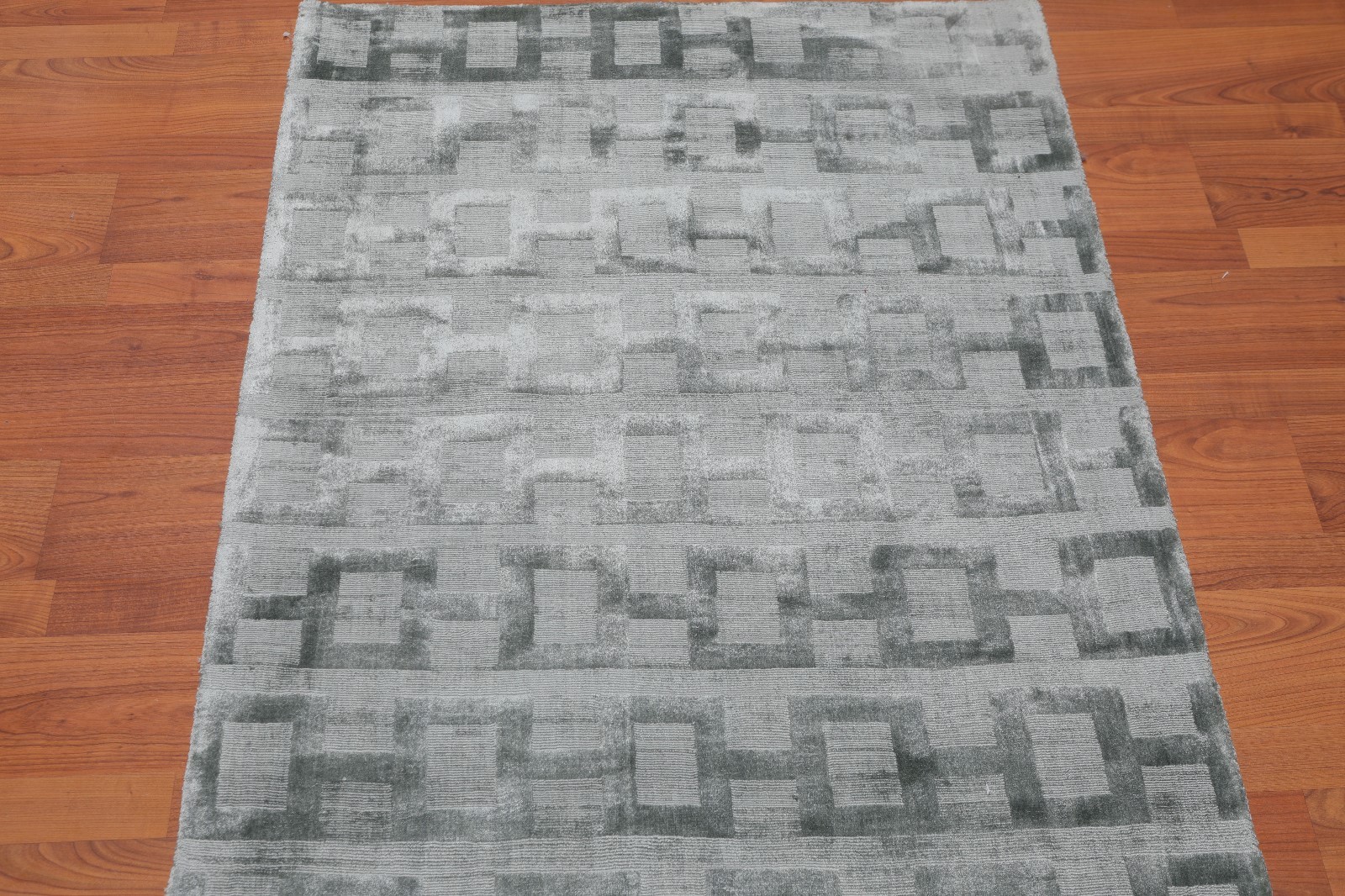 3' x 5' Handmade 100% Bamboo Silk Loop & cut Pile Geometric Area rug 3x5 Aqua gallery