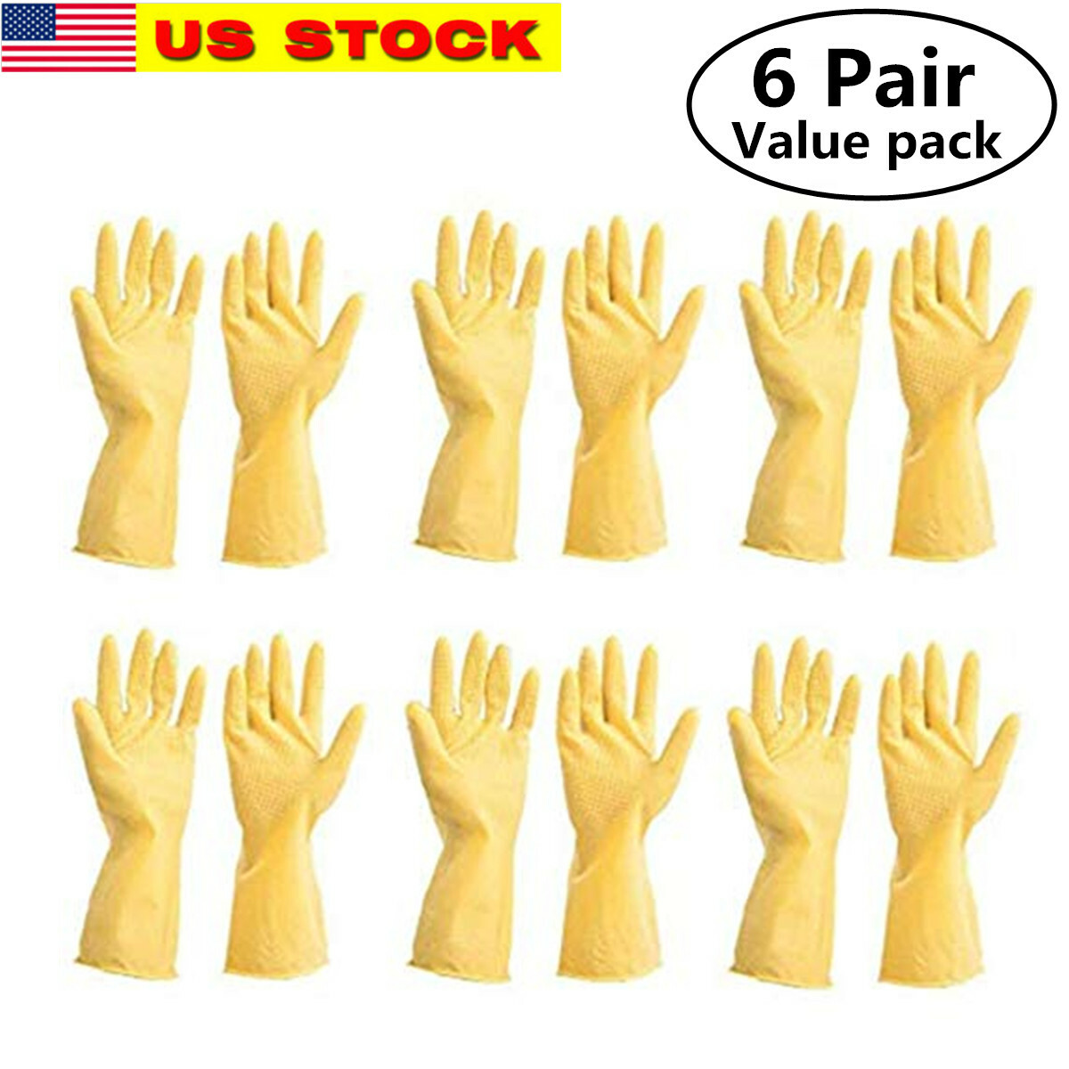 Tsyware 12 Gloves 6 Pairs Unbreakable Heavy Duty Kitchen Rubber Cleaning Gloves gallery