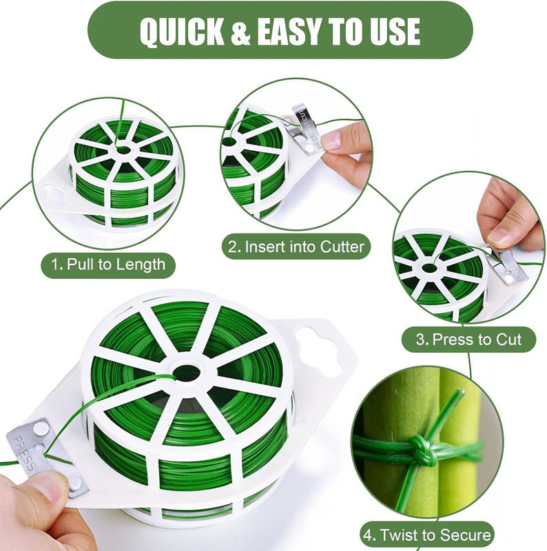 984FT Total (2 Rolls, 492FT Each) Garden Twist Ties with Cutter, Plant Ties for gallery