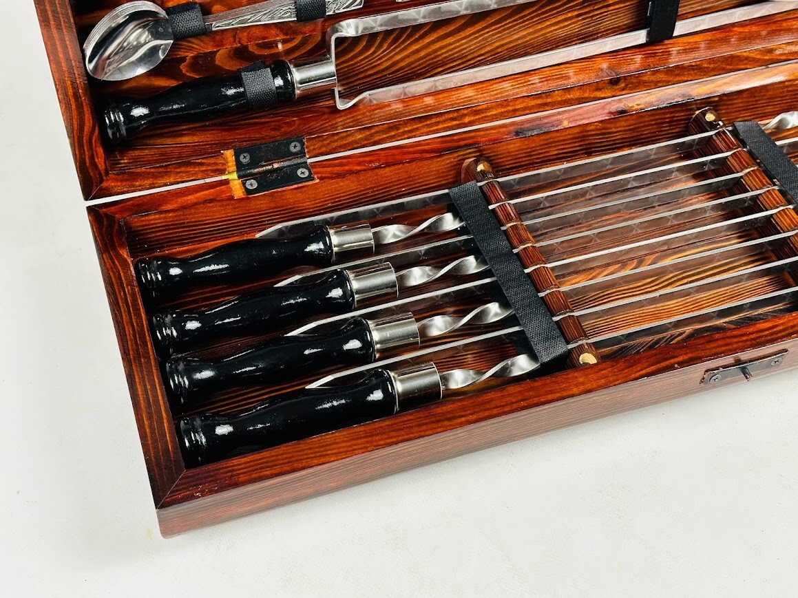 Skewers set grill set tools barbecue set BBQ shashlik set mangal set (7801) gallery