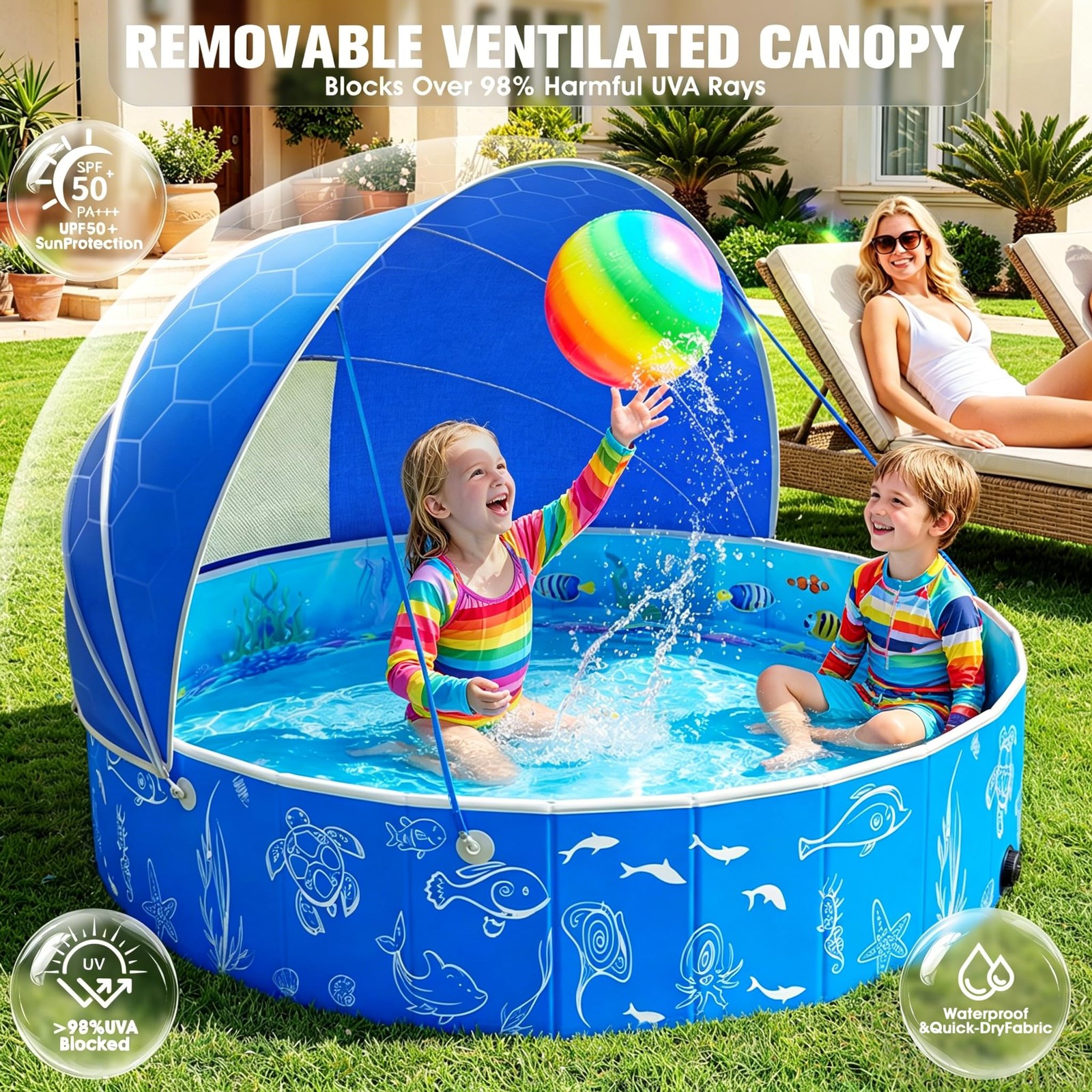 StarOcean 2026 Kiddie Pool with Canopy Baby Swimming Pool for Toddler Foldable gallery