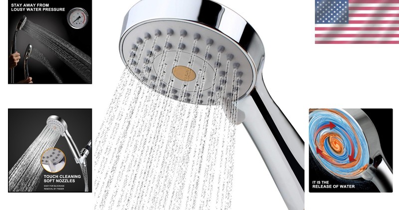 3-Setting High Pressure Handheld Shower with Anti-Clog Nozzles & Chrome Finish gallery