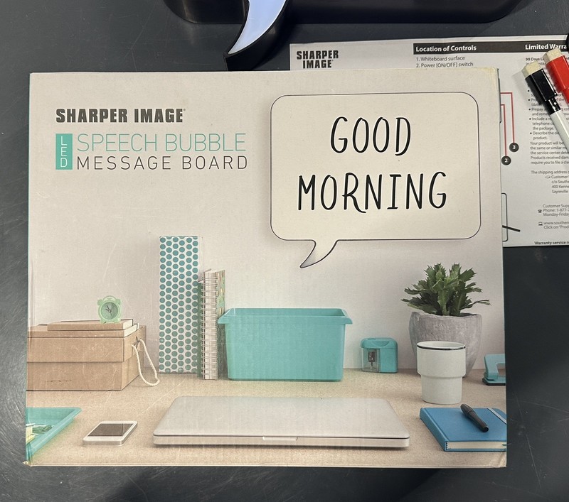 SHARPER IMAGE LED Light-Up Speech Bubble Whiteboard – Dry Erase Message Board gallery
