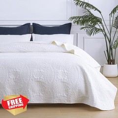 SheRest Full Quilt White 3 Pc Embossed