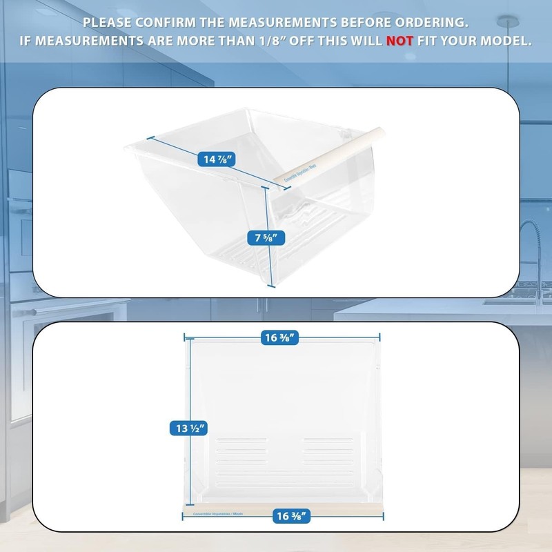Middle + Bottom Crisper Pan Compatible with Whirlpool 2188656 2188664 gallery