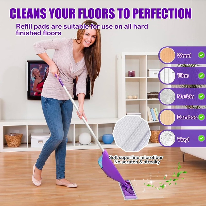 80 Count Super Absorbent Mop Pad Refills for WetJet Spray Mop - 4 Layers Thick gallery