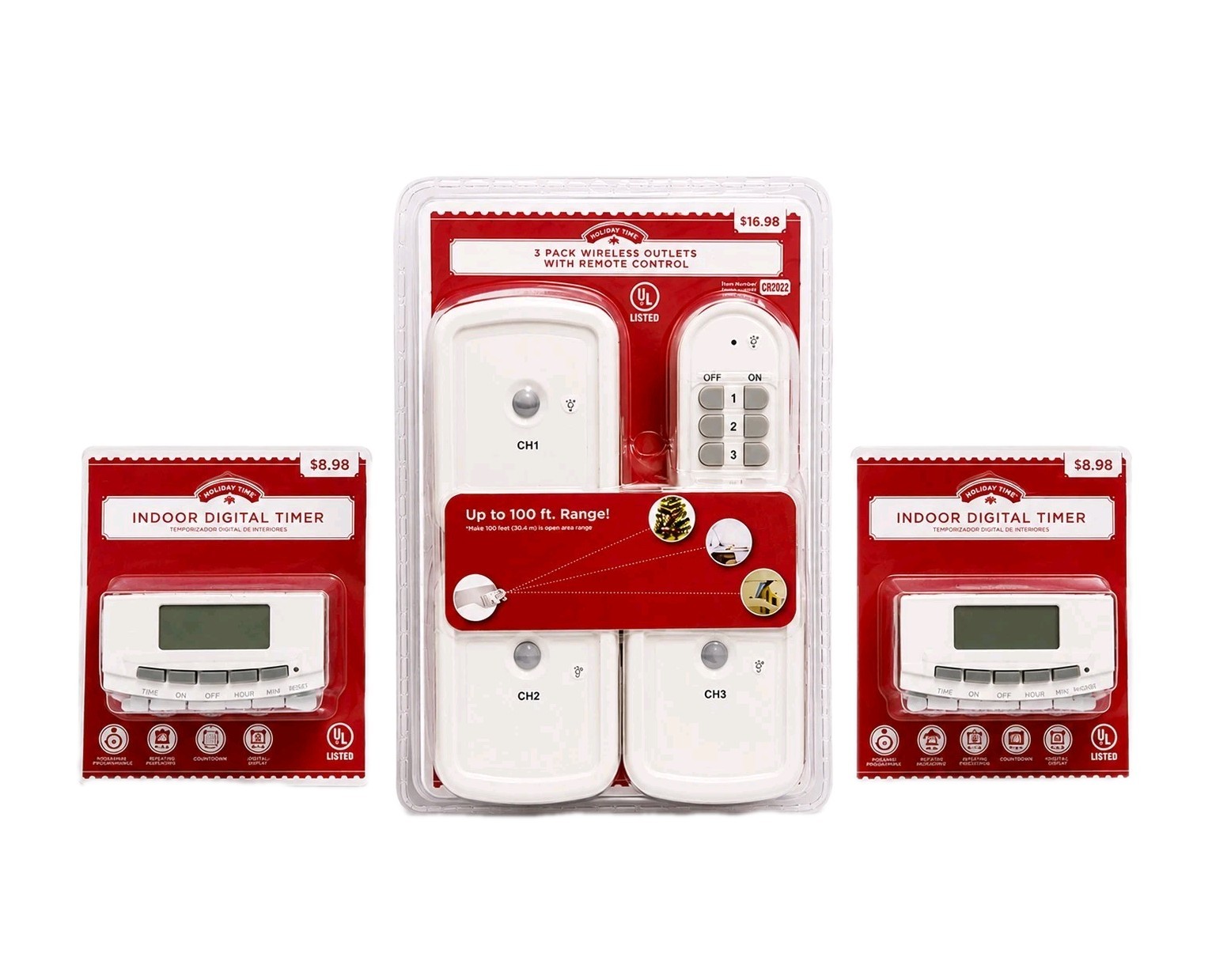 Holiday Time Wireless Outlet Remote Control Set & Indoor Digital Timers Lot gallery