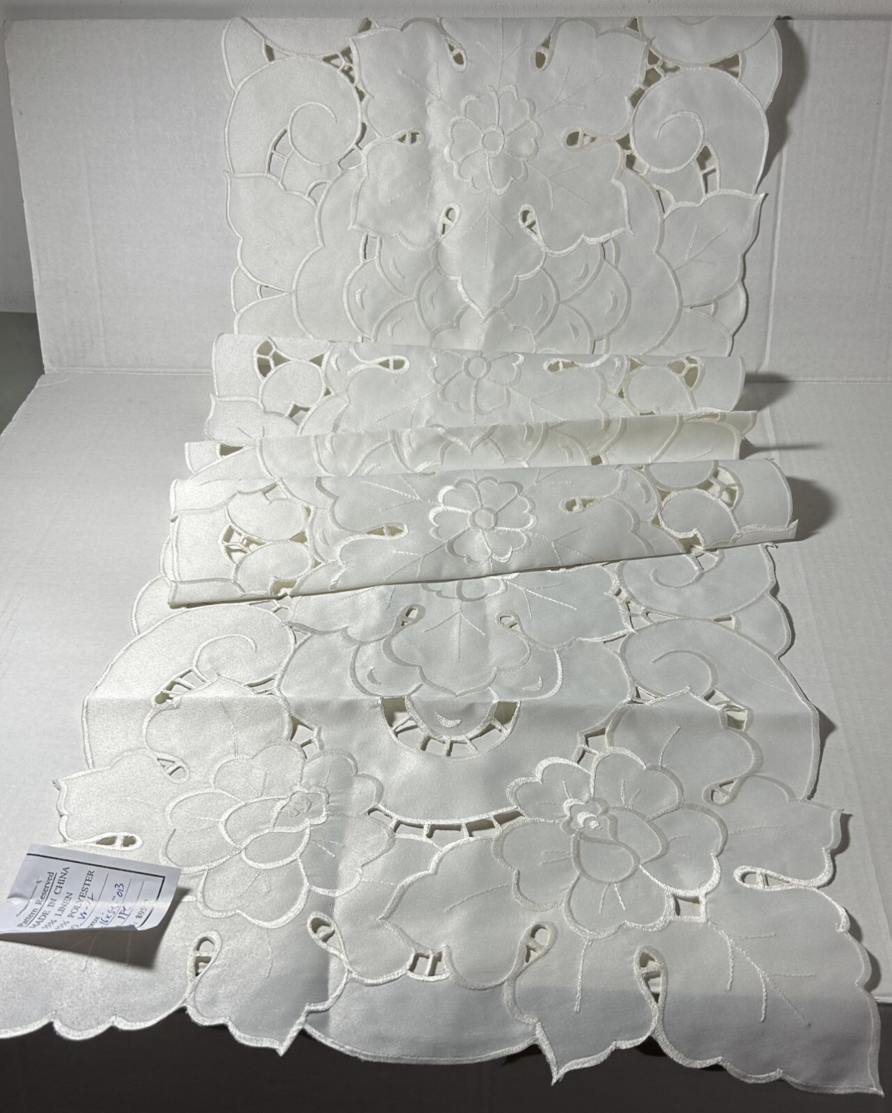 New Embroidered Lace Dining Table Runner 54"X16"cutwork eggshell Wedding gallery