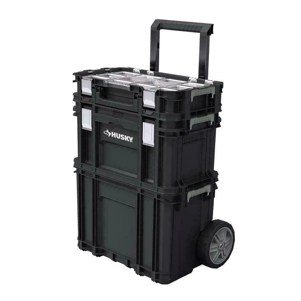 22 in. Husky Portable Rolling Tool Box on Wheels Cart Part Organizer Storage Bin gallery