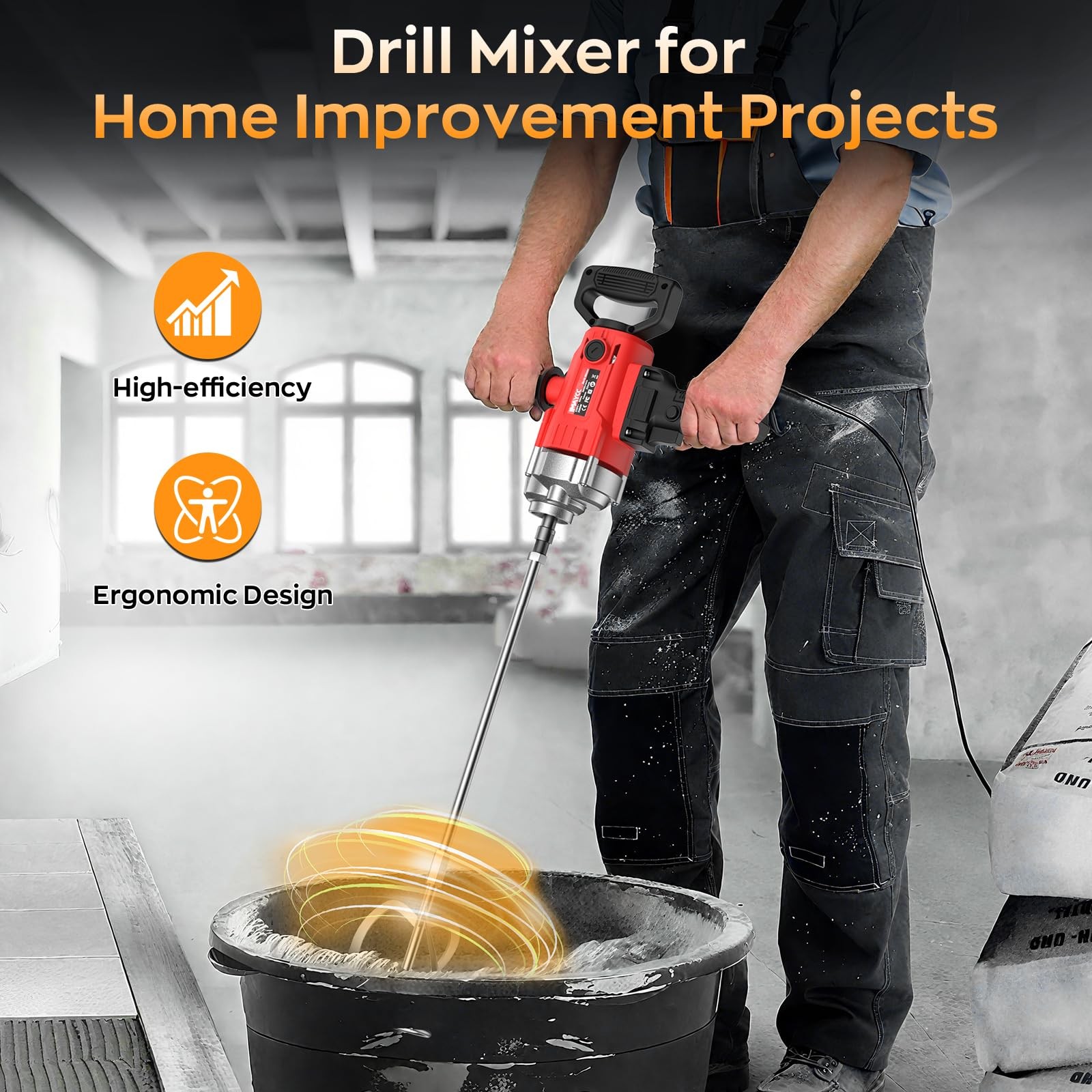 Cement Mixer 2500W 15A Variable Speed Control Heavy Duty IMAYCC Concrete Drill gallery