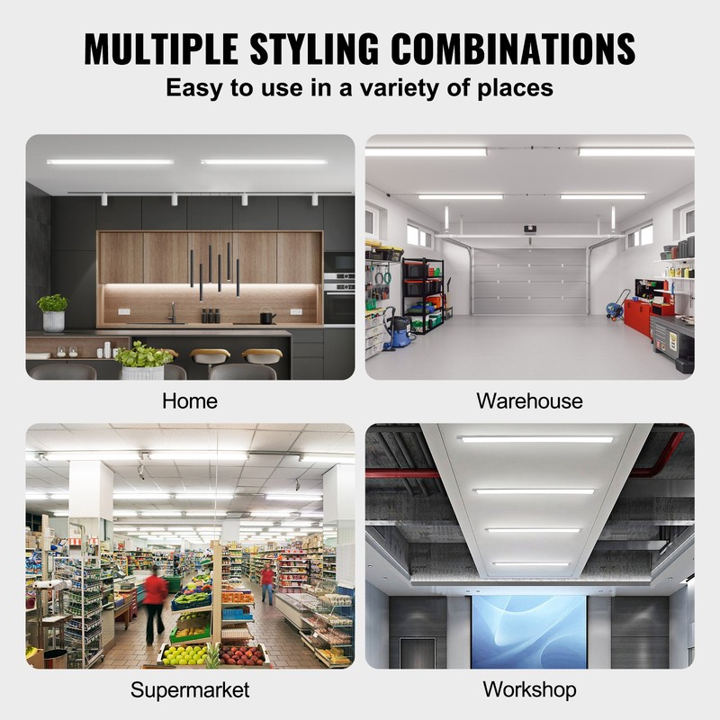 10 Pack 8FT LED Shop Light 80W Linkable Ceiling Shop Light Fixture 10000LM gallery