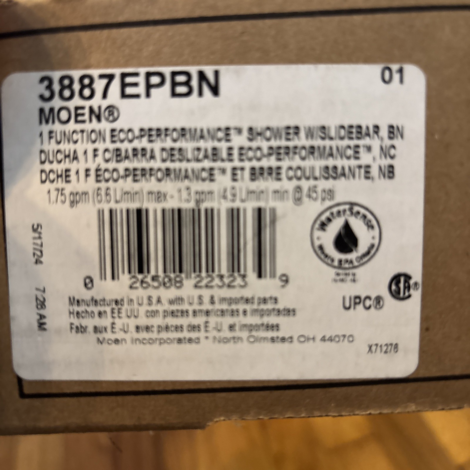 NEW Moen 3887EPBN Eco-Performance Handshower W/SlideBar&Hose Brushed Bronze gallery
